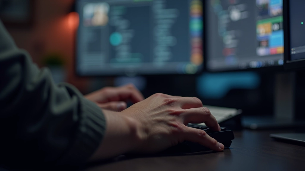 Mano de animador presionando tecla U en teclado, pantalla mostrando keyframes marcados en línea de tiempo, espacio de trabajo profesional, luz natural de estudio